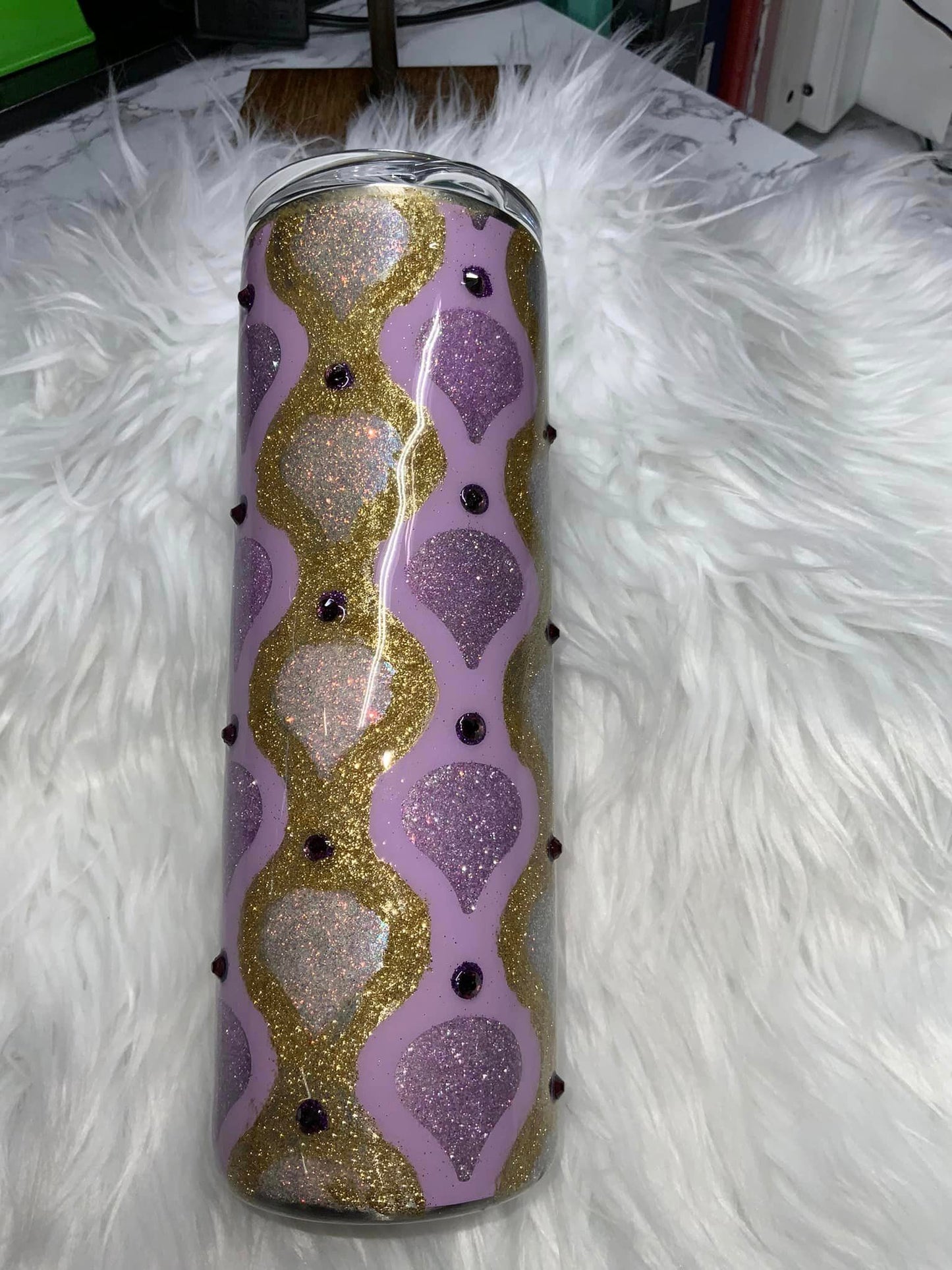 20oz Lilac and Gold with rhinestones