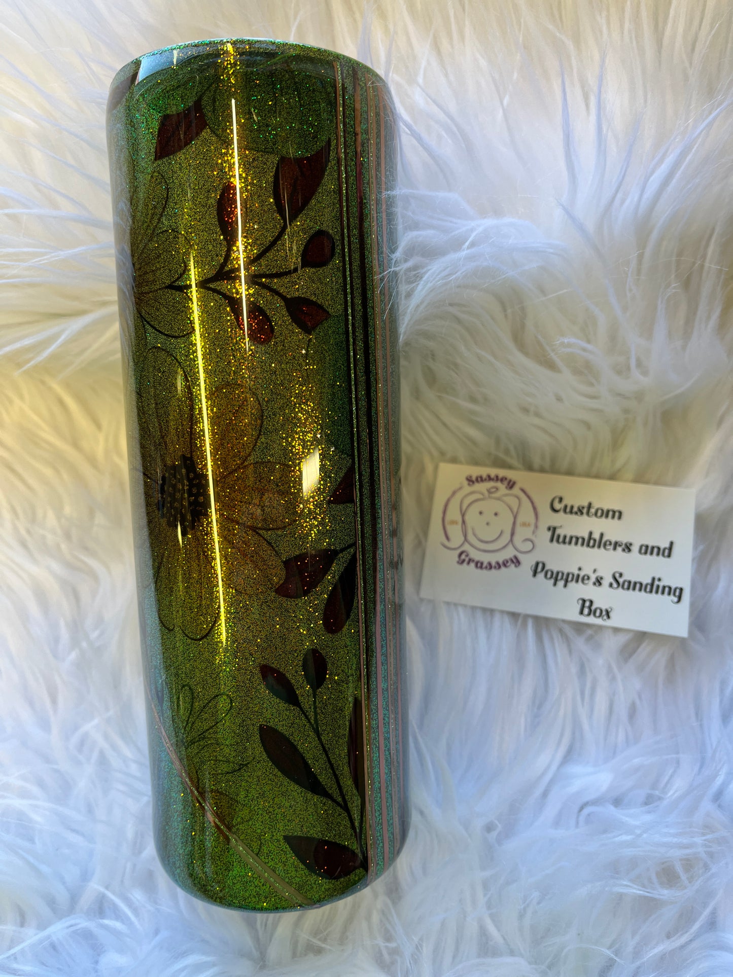 20oz Green Flowers