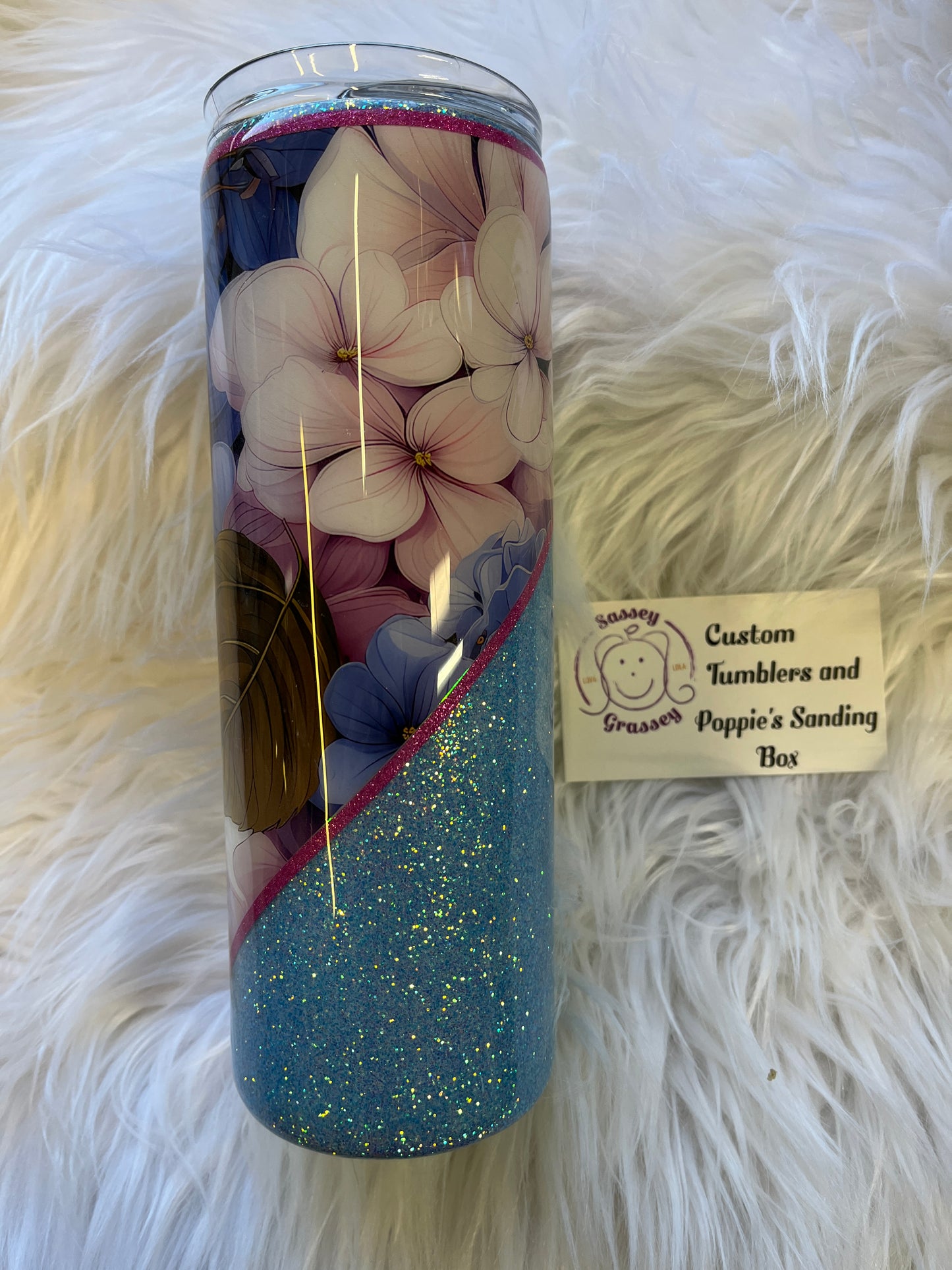 20oz Blue pink hydrangeas