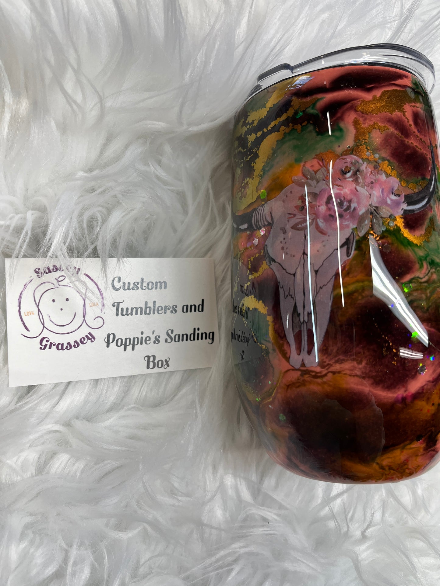 16oz coffee mug cowhead and feather