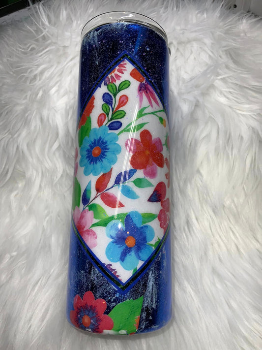 20oz Blue Flowers