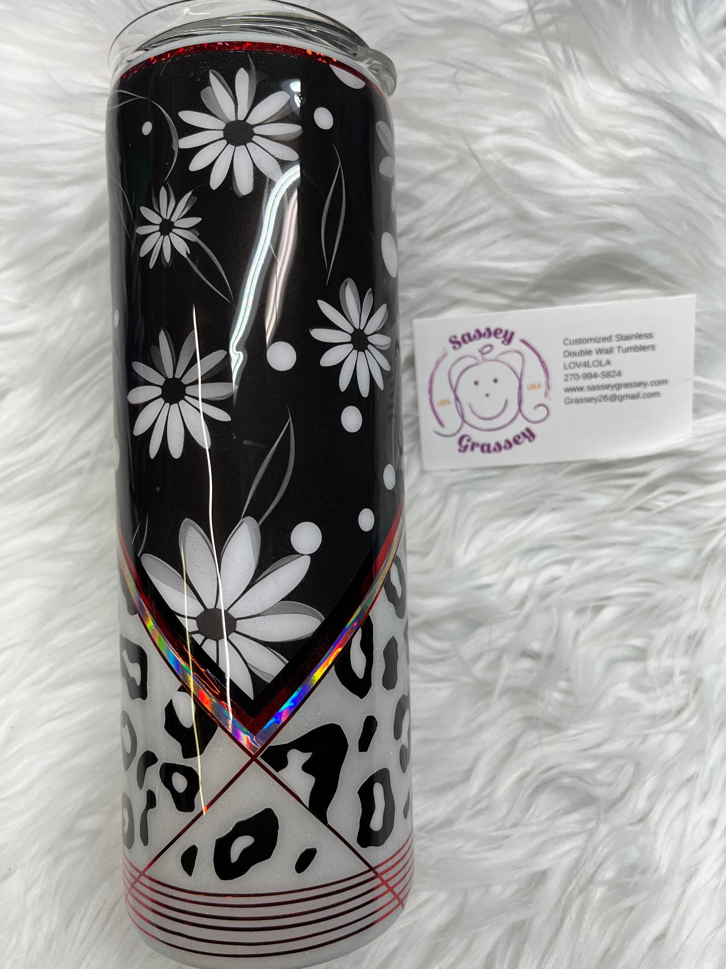 20oz black and whites red trim