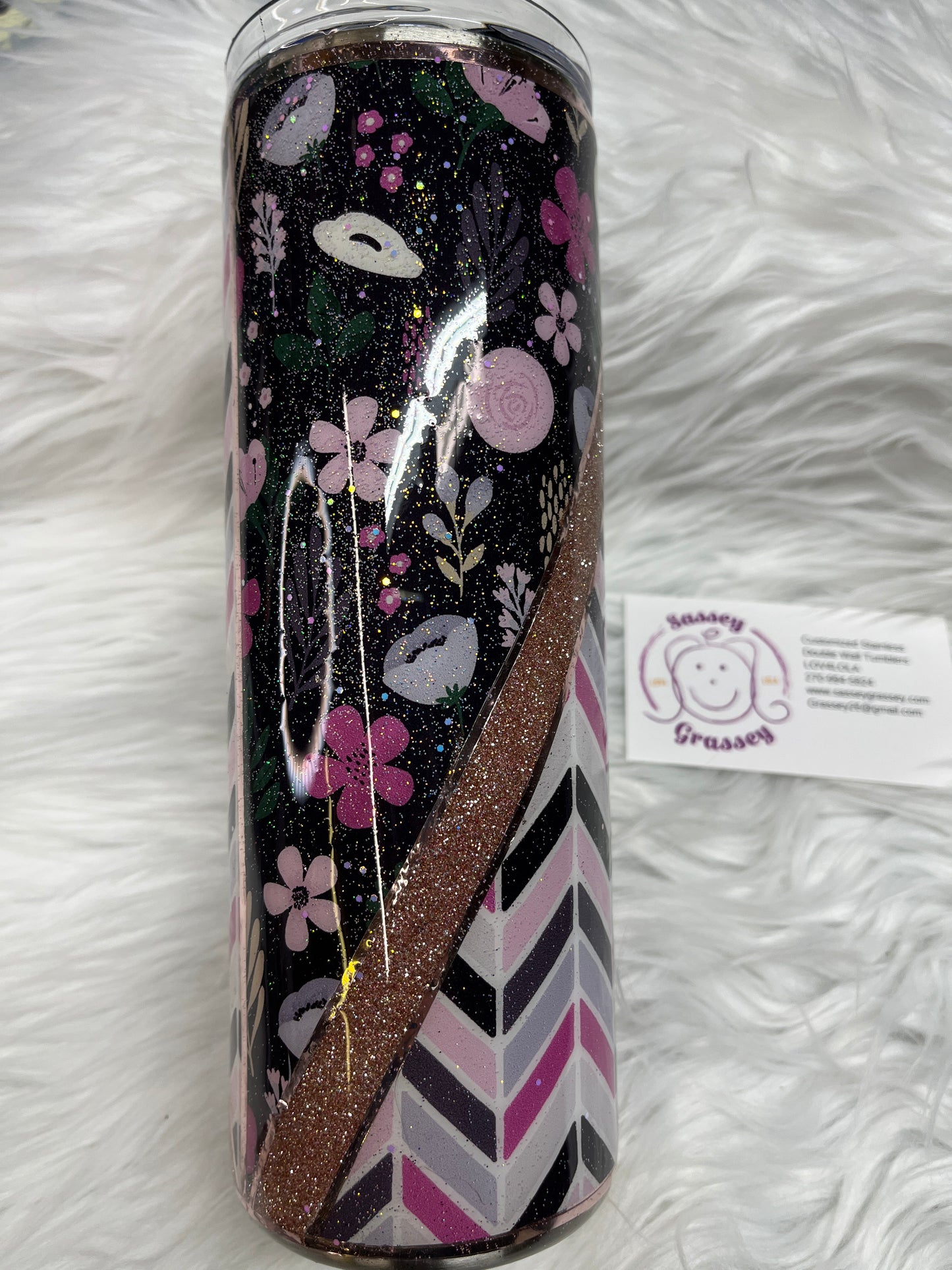 20 oz Chevron and Flowers
