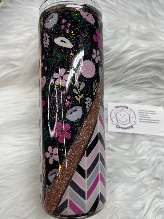 20 oz Chevron and Flowers