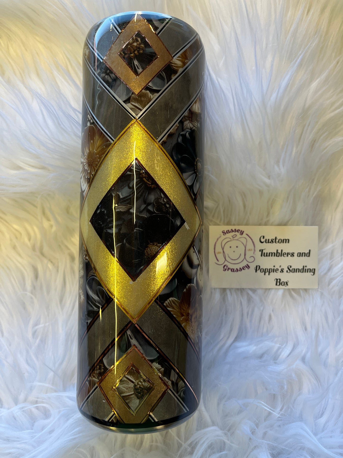 30oz Black and Gold flowers template