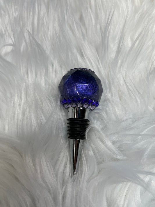 Custom resin purple cut wine stopper