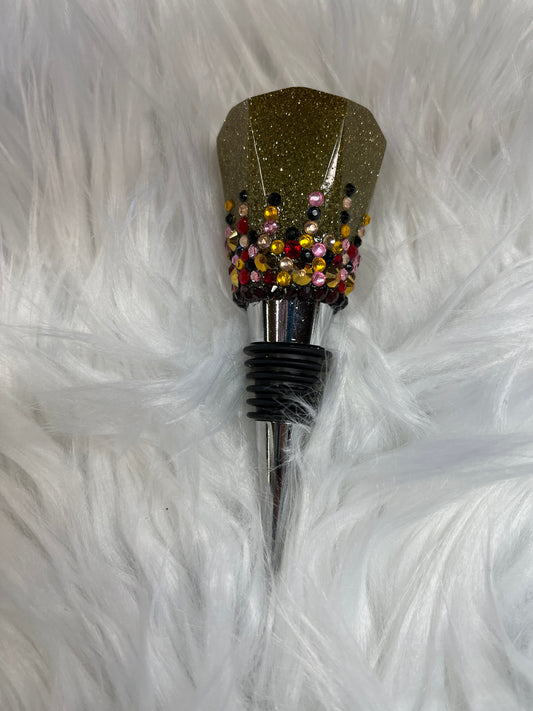 Custom resin gold glitter wine stopper