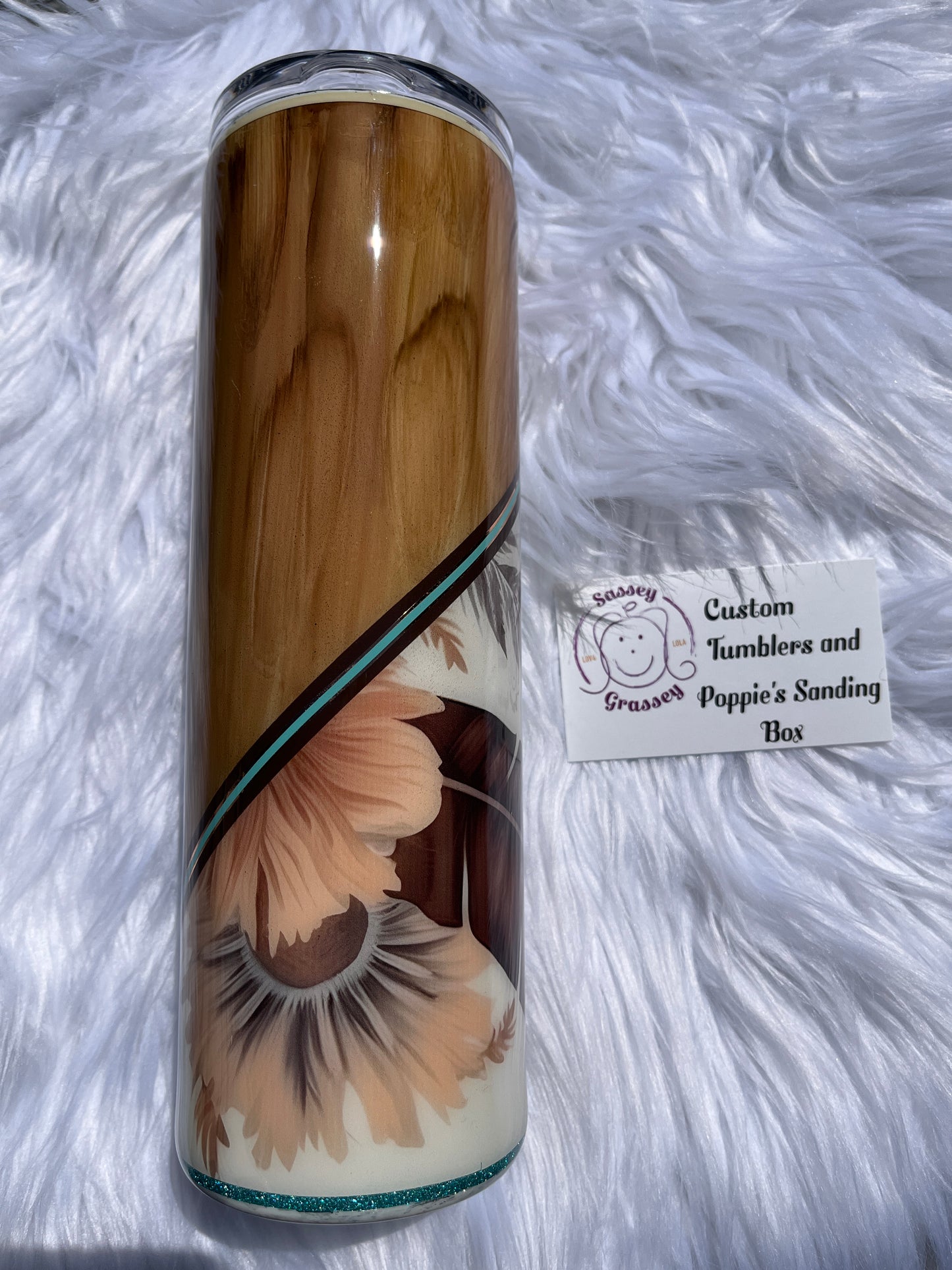 30oz Woodgrain Flower Feather