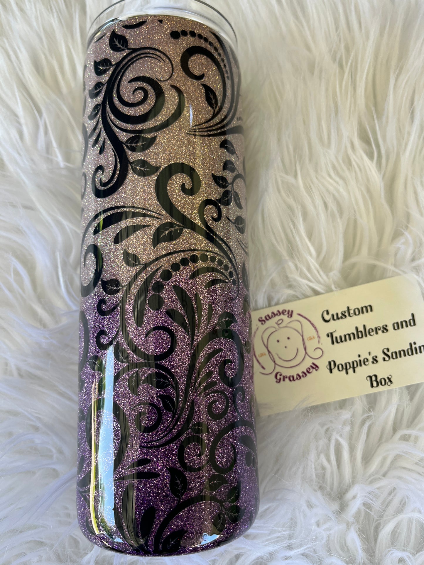 20oz two toned purple tooled leather