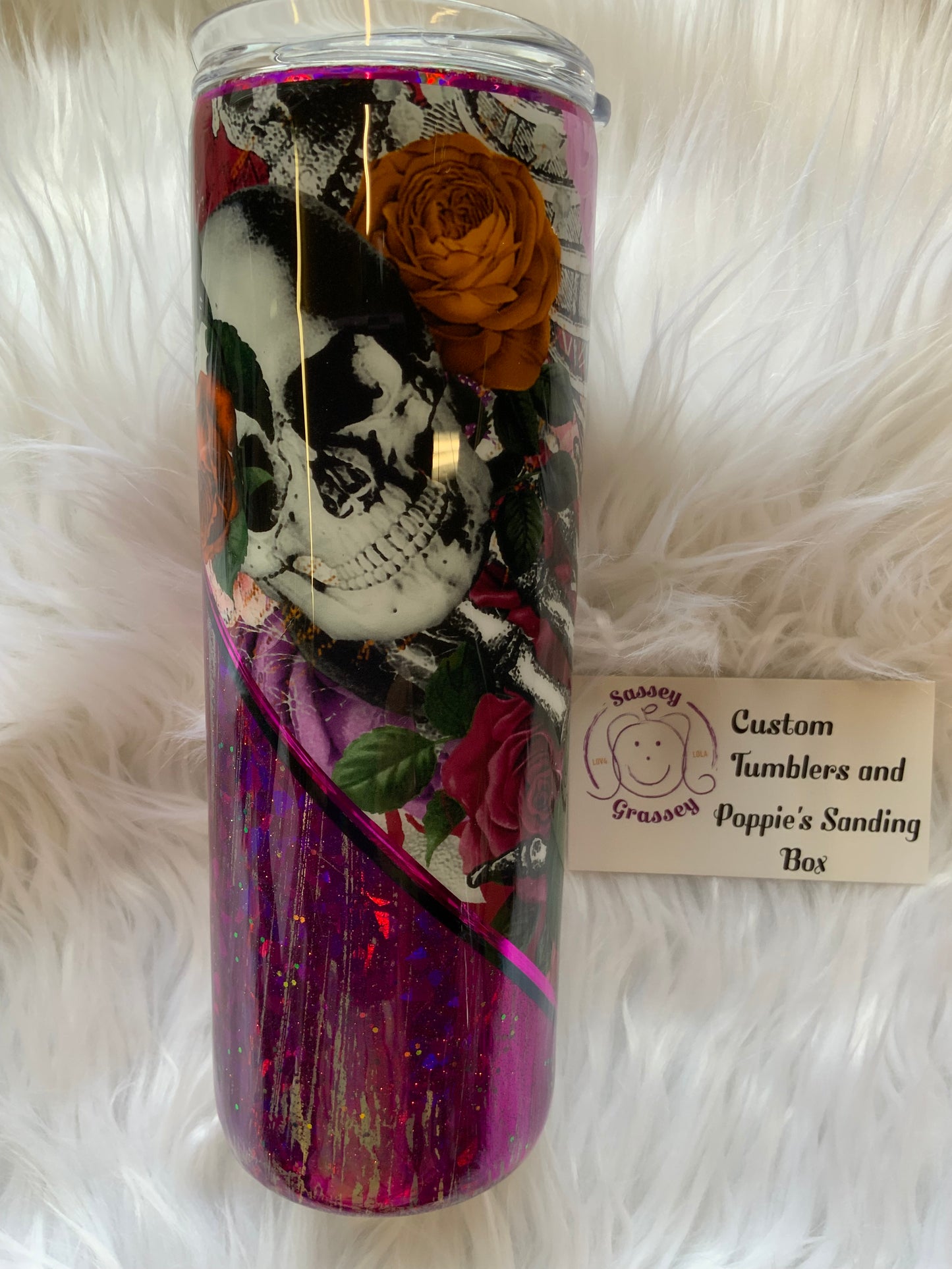20oz Sugar skull and Magenta Foil